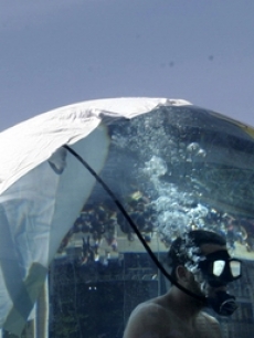 The 8-foot acrylic sphere: David Blaine's home last week
