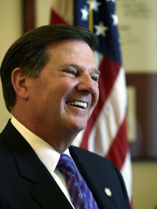 Former U.S. House of Representatives majority leader Tom Delay (R-TX) greets well-wishers in his office in the Cannon House Office Building June 9, 2006 in Washington, DC.