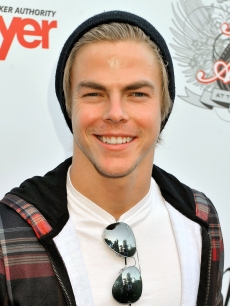 Derek Hough arrives at the Aces & Angels Celebrity Poker Party at The Playboy Mansion on July 11, 2009