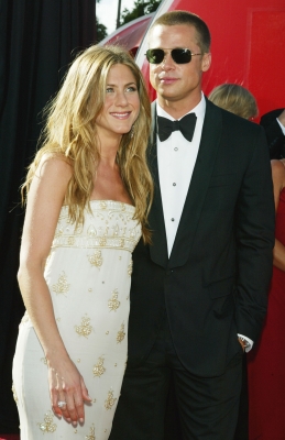 Jennifer Aniston and Brad Pitt at the Emmys, Sept. 19, 2004