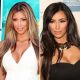 Kim Kardashian debuts her new blonde locks at the Teen Choice Awards in
LA on August 9, 2009. Before, right, on April 27, 2009 at the Tribeca
Film Festival.