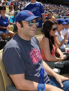 Billy Crystal takes in the game as the Dodgers play the Cubs at Dodger Stadium in Los Angeles on August 23, 2009