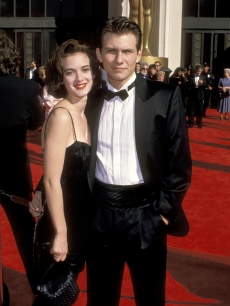 Winona Ryder and Christian Slater at the Shrine Auditorium in Los Angeles, California in 1989