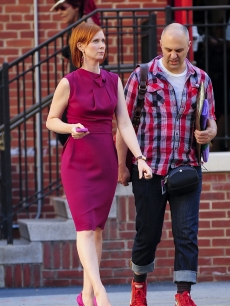 Cynthia Nixon spotted looking pretty in pink on location for the filming of ‘Sex And The City 2’ at PS 6 The Lillie Devereaux Blake School on September 2, 2009 in New York City