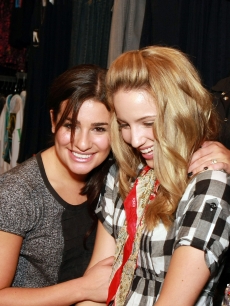 Lea Michele and Dianna Agron attend The Gleek Tour at Hot Topic in the Galleria Mall in Dallas, Texas on August 26, 2009 