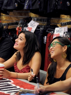 Cory Monteith, Lea Michele, Jenna Ushkowitz and Kevin McHale of FOX TV’s show ‘Glee’ sign autographs at a meet-and-greet at the Hot Topic clothing store at the Fair Oaks Mall in Fairfax, Virginia on August 20, 2009 