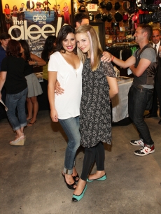 Lea Michele and Dianna Agron attend The Gleek Tour in Newark, New Jersey on August 18, 2009 