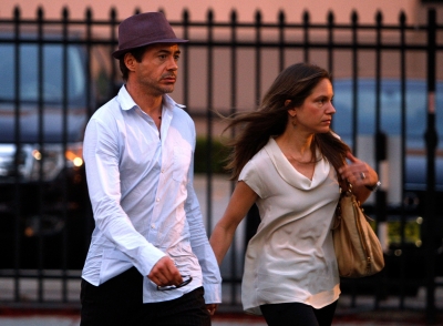 Robert Downey Jr. and Susan Downey arrive at the memorial service for ‘DJ AM’ Adam Goldstein at The Hollywood Palladium on September 3, 2009