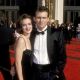 Winona Ryder and Christian Slater at the Shrine Auditorium in Los Angeles, California in 1989
