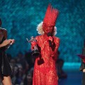 Lady in red: Lady GaGa accepts the award for Best New Artist during the 2009 MTV Video Music Awards at Radio City Music Hall in New York City on September 13, 2009 