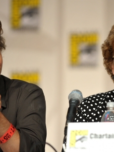 Sam Trammell and writer Charlaine Harris speaks during ‘True Blood’ Q&A at Comic-Con 2009 held at San Diego Convention Center on July 25, 2009