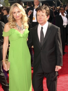 Tracy Pollan and Michael J. Fox make a cute couple at the 61st Primetime Emmy Awards at the Nokia Theatre in LA on September 20, 2009