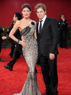 Jennifer Carpenter and Michael C. Hall make a cute couple at the 61st Primetime Emmy Awards at the Nokia Theatre in LA on September 20, 2009
