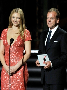 Anna Torv and Kiefer Sutherland present the Outstanding Made For Television Movie award onstage during the 61st Primetime Emmy Awards held at the Nokia Theatre, LA, September 20, 2009