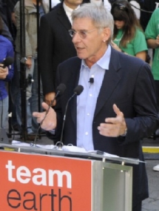 Harrison Ford speaks at an event organized by Conservation International in New York City to announce ‘Team Earth’ on  September 21, 2009