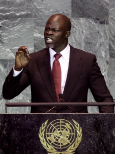 Djimon Hounsou makes remarks at United Nations Secretary General Ban Ki-moon’s summit on climate change at United Nations headquarters, NYC, September 22, 2009