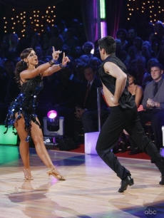 Mya and Dmitry Chaplin compete for Team Cha Cha in the relay round