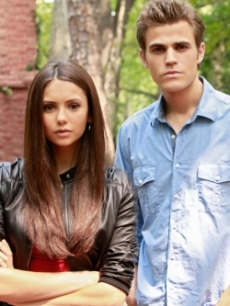 Nina Dobrev as Elena and Paul Wesley as Stefan in ‘The Vampire Diaries’