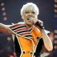 Pink performs on stage as part of her Funhouse Tour 2009 at the HP Pavilion on September 17, 2009 in San Jose, California.