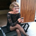 Melissa Joan Hart, hard at work blogging for Access Hollywood