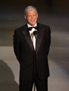 Late Night TV Show Host David Letterman makes a tribute to Johnny Carson onstage at the 57th Annual Emmy Awards held at the Shrine Auditorium on September 18, 2005 in Los Angeles, California