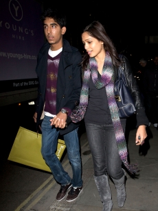 Dev Patel and Freida Pinto are spotted holding hands on October 20, 2009 in London, England
