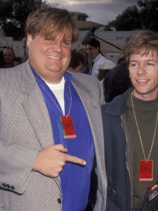 A vintage shot of Chris Farley and David Spade