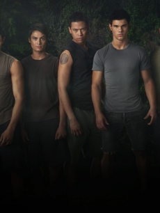 The wolfpack - Taylor Lautner, Alex Meraz, Kiowa Gordon, Chaske Spencer, and Bronson Pelletier - in ‘New Moon’