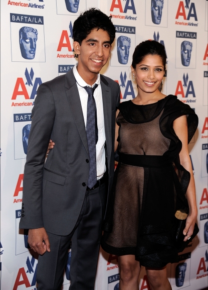 Dev Patel and Freida Pinto arrive at the 8th Annual British Academy Of Film And Television Arts Britannia Awards at the Hyatt Regency Century Plaza Hotel in Los Angeles, California on November 5, 2009