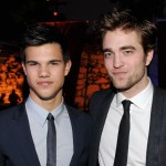 Taylor Lautner and Robert Pattinson arrive at the afterparty for the premiere ‘The Twilight Saga: New Moon’ at the Hammer Museum on November 16, 2009 in Los Angeles, California