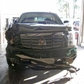 Tiger Woods’ damaged Escalade following his crash, photographed in Florida on November 27, 2009