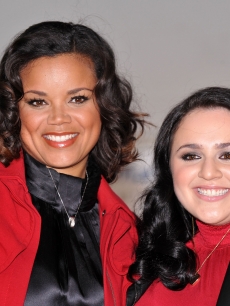 Kimberley Locke and Nikki Blonsky attend the ‘Carol-Oke’ contest at Bryant Park, NYC, December 3, 2009 