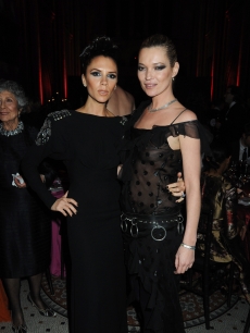Victoria Beckham and Kate Moss attend the British Fashion Awards at the Royal Courts of Justice, Strand on December 9, 2009