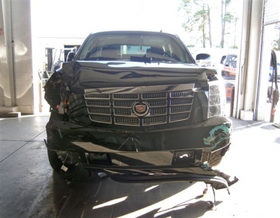 Tiger Woods’ damaged Escalade following his crash, photographed in Florida on November 27, 2009