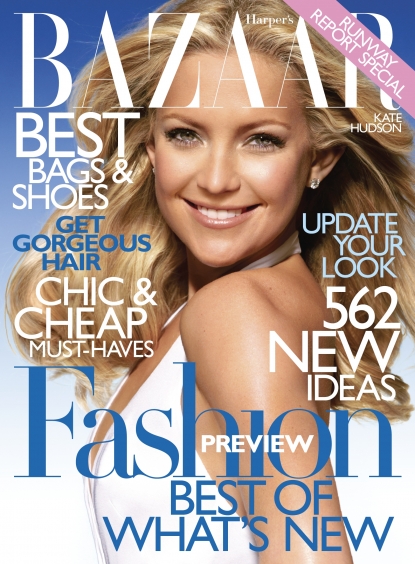 Kate Hudson graces the cover of the January 2010 issue of Harper’s Bazaar