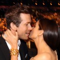 Ryan Reynolds shares a kiss with his ‘Proposal’ co-star, Sandra Bullock, at the 2010 People’s Choice Awards, LA, Jan. 6, 2010