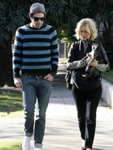 Zachary Quinto and Sarah Paulson step out with a dog, Los Angeles, Dec. 23, 2009