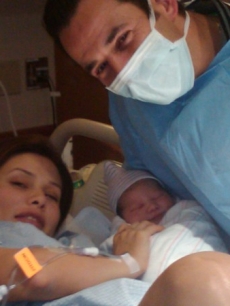 Helio Castroneves, girlfriend Adriana Henao and baby Mikaella, Dec. 29, 2009