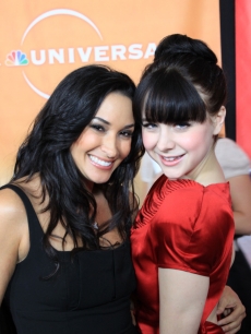 AccessHollywood.com’s Laura Saltman and ‘Caprica’ star Alessandra Torresani at NBC TCA’s party, Pasadena, Jan. 10, 2010