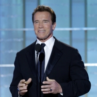 California Governor Arnold Schwarzenegger presents an award on stage at the Golden Globes, Beverly Hills, Jan. 17, 2010