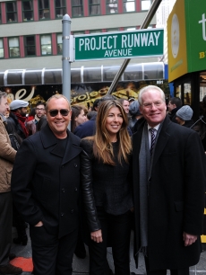 ‘Project Runway’ judges Michael Kors, Nina Garcia and Tim Gunn attend the ‘Project Runway’ Avenue temporary street renaming at 39th Street and Seventh Avenue on January 13, 2010 in New York City