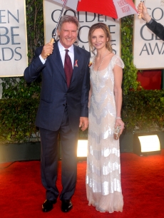 Harrison Ford and Calista Flockhart arrive at the 67th Annual Golden Globe Awards held at The Beverly Hilton Hotel on January 17, 2010