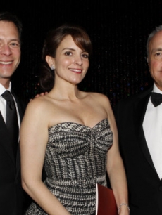 Jeff Gaspin, Chairman, NBC Universal Television Entertainment, Tina Fey and Lorne Michaels strike a pose inside the Golden Globes, Beverly Hills, Jan. 17, 2010