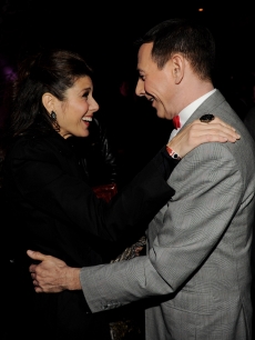 Actors Marisa Tomei and Paul Reubens smile adoringly at each other at the opening night of ‘The Pee-wee Herman Show’ in Club Nokia at L.A. Live on Jan. 20, 2010 in Los Angeles, Calif.   