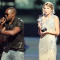 Kanye West and Taylor Swift at their infamous incident at the 2009 MTV Video Music Awards