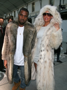 Kanye West and Amber Rose are spotted at the Louis Vuitton fashion show during Paris Menswear Fashion Week Autumn/Winter 2010 at Le 104 on January 21, 2010 in Paris, France