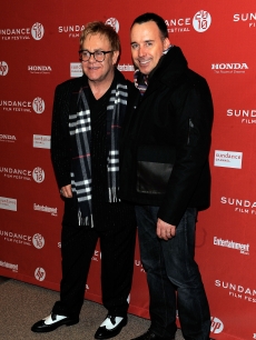 Sir Elton John and David Furnish attend the ‘Nowhere Boy’ premiere at Eccles Center Theatre during the 2010 Sundance Film Festival on January 27, 2010