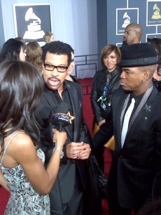 Access Hollywood’s Shaun Robinson chats with Lionel Richie and Ne-Yo on the red carpet at 52nd Annual Grammy Awards held at Staples Center on January 31, 2010 in Los Angeles, Calif.   