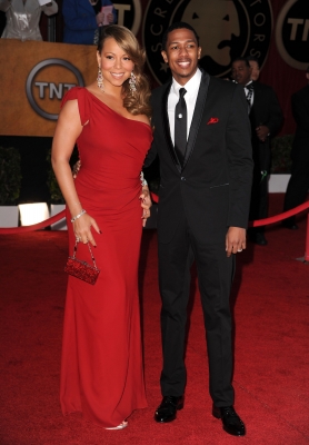 Mariah Carey and husband Nick Cannon arrive at the 16th Annual Screen Actors Guild Awards held at The Shrine Auditorium, Los Angeles, January 23, 2010
