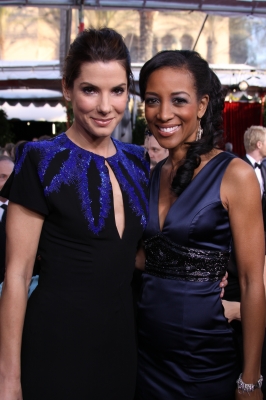 Sandra Bullock with Shaun Robinson at the 16th Annual Screen Actors Guild Awards at the Shrine Auditorium in LA on January 23, 2010